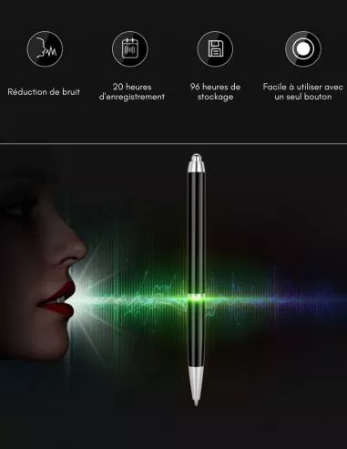 Stylo noir micro audio discret - 20... Stylo noir micro audio discret - 20...