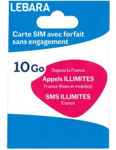 Carte SIM Lebara prépayée - appels, sms illimités et 10 Go d'internet