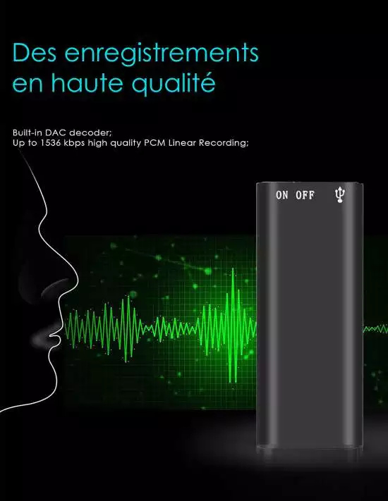 Lecteur MP3 dictaphone surveillance 16Go Lecteur MP3 dictaphone surveillance 16Go